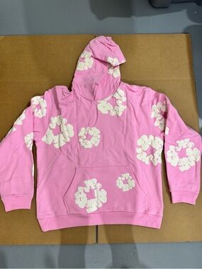 Pink Floral Graphic Hoodie Sweatshirt - Men